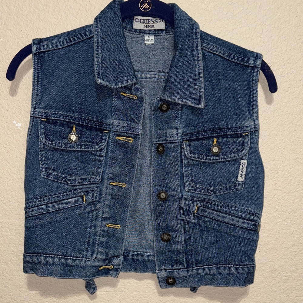 Guess Denim Vest in Medium Blue